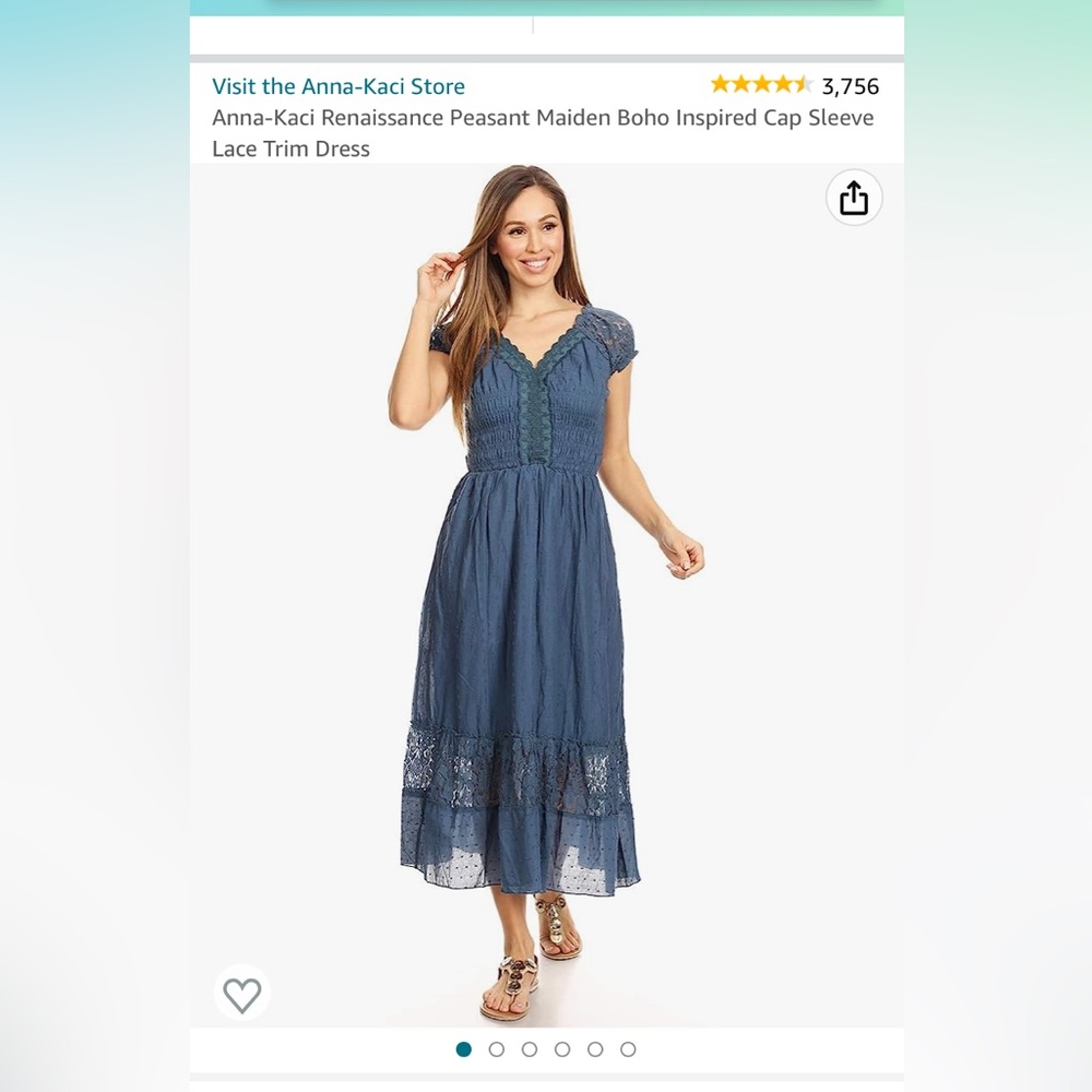 Cap sleeve lace trim dress.